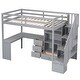 preview thumbnail 6 of 12, Twin Size Loft Bed with L-Shaped Desk and Storage Staircase