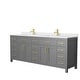 preview thumbnail 19 of 48, Beckett 84 Inch Double Vanity, Cultured Marble Top Dark Gray, Gold Trim, White Cultured Marble Top