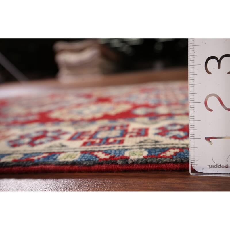 Red Kazak Runner Rug Handmade Wool Carpet - 2'6" x 16'3"