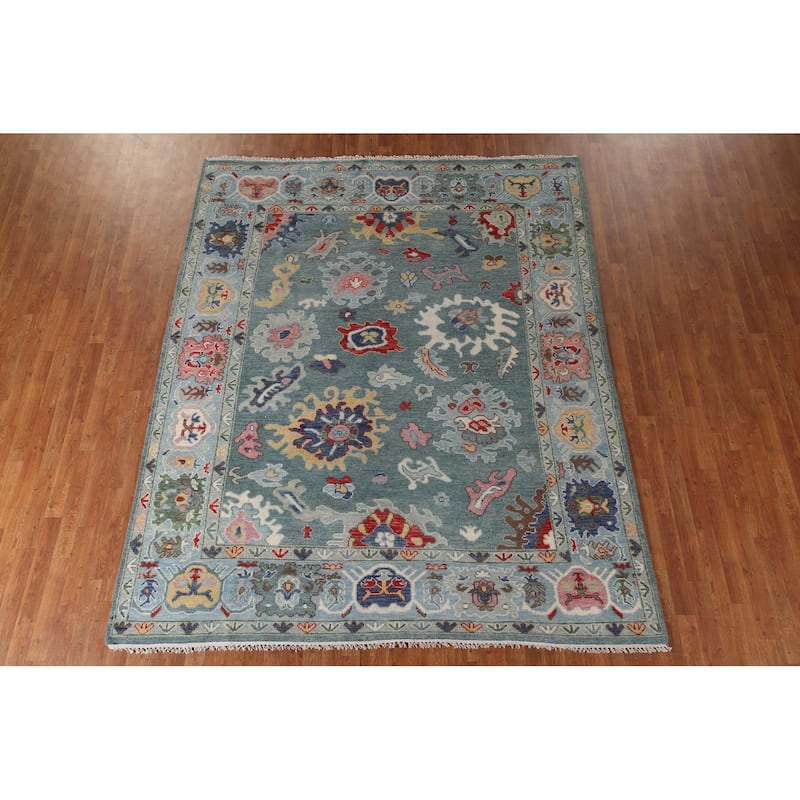 Oushak Style Area Rug Handmade Transitional Wool Carpet - 7'10"x 9'9"
