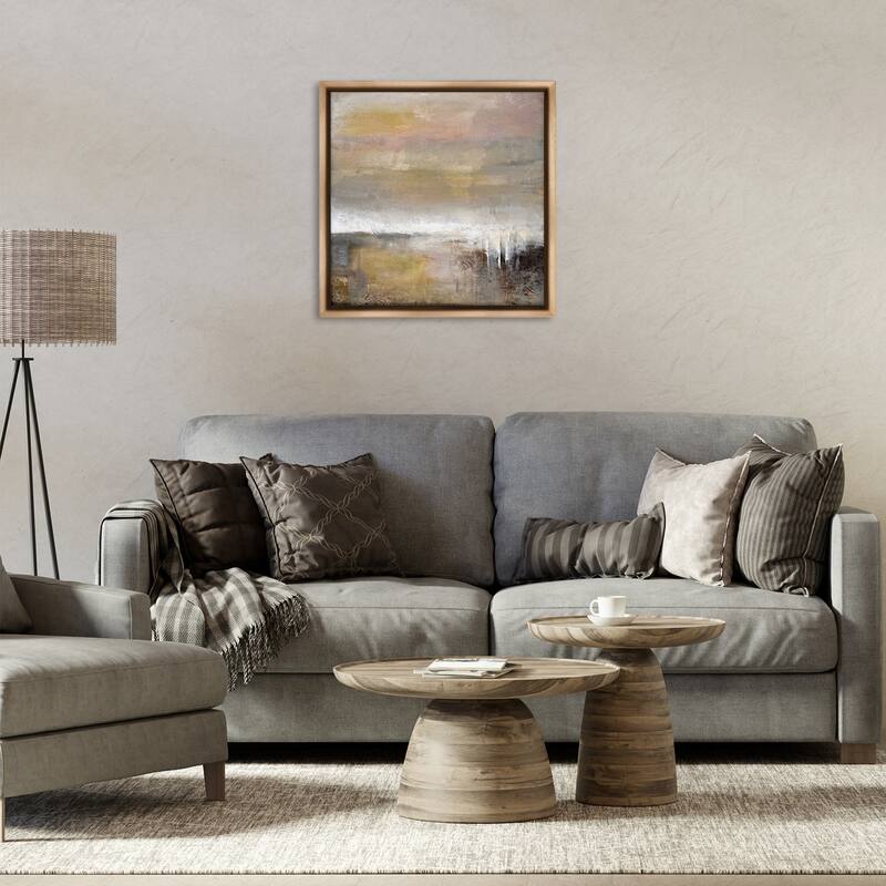 Stupell Neutral Earthy Abstract Landscape Framed Floater Canvas Wall Art Design By Karen Hale