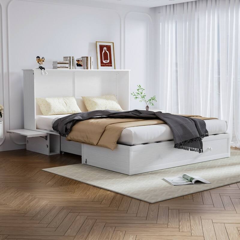 Mixoy Murphy Bed,Cabinet Chest Bed with Charging Station&Storage
