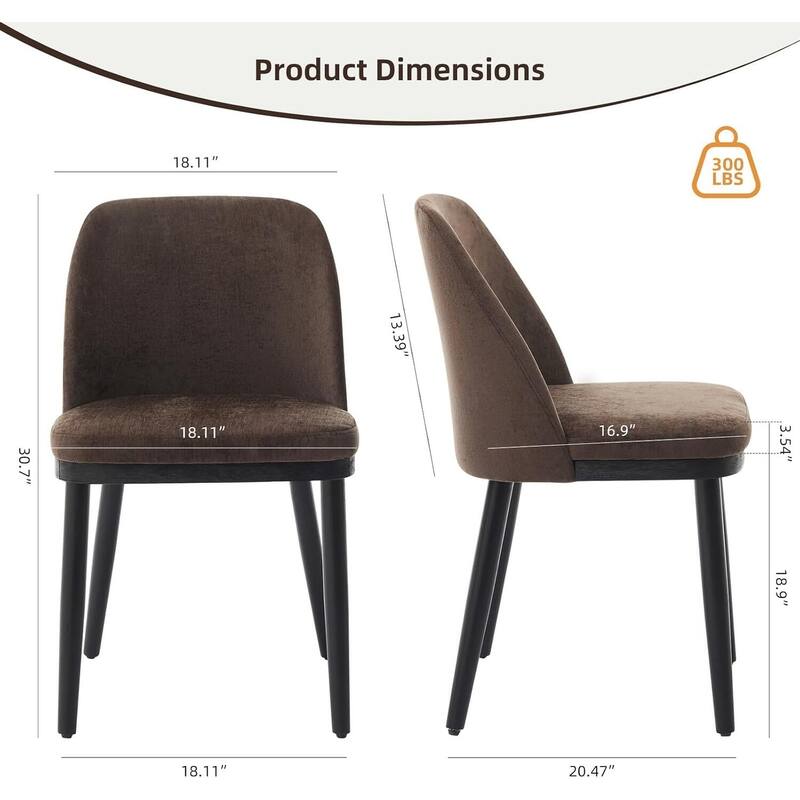 Set of 2 Modern Dining Upholstered Accent Chairs for Kitchen, Dining Room