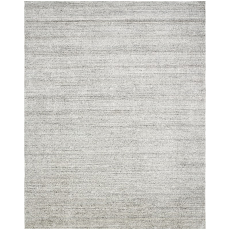 Beige Wool and Viscose Handmade Area Rug