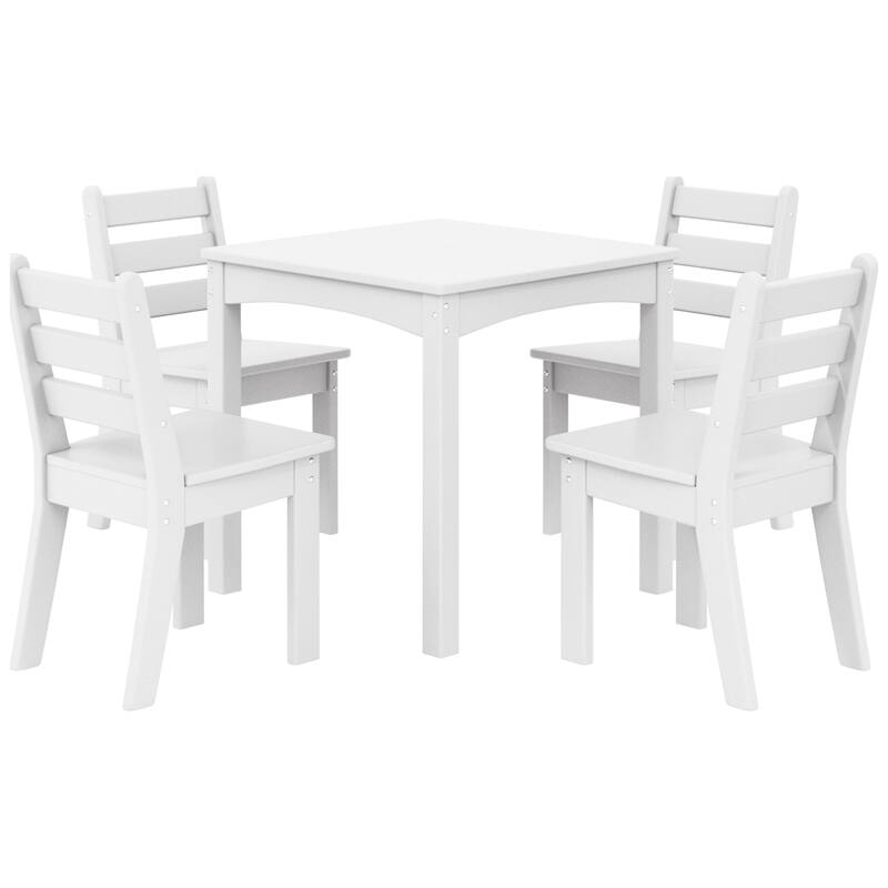 Polytrends Garden Party Kids Outdoor 5-Pieces Dining Set - White