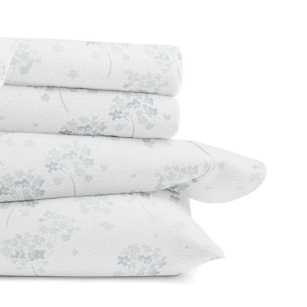 Becky Cameron Flower Bunch 4 Piece 100% Cotton Brushed Flannel Deep Pocket Bed Sheet Set