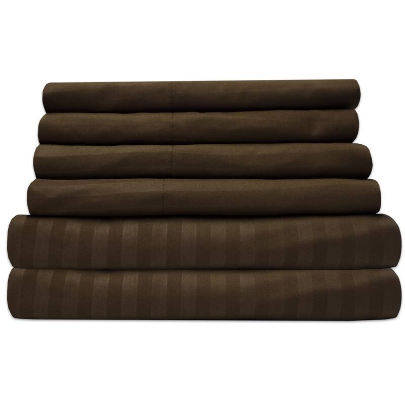 Sweet Home Collection Dobby Stripe 6-Piece Bed Sheet Set