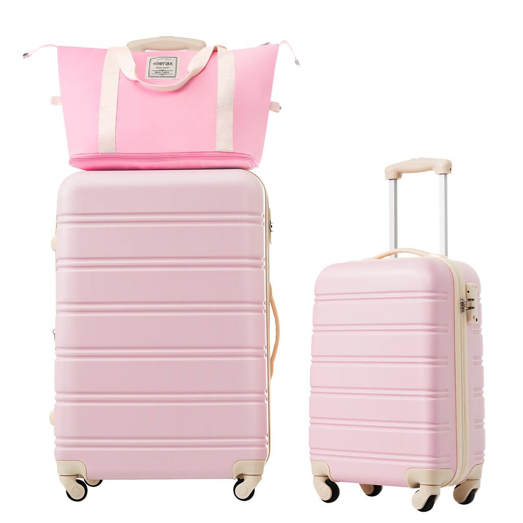 20''+28'' Suitcase+Travel Bag 3-Piece Luggage Sets, ABS Hardshell Lightweight Luggage with Spinner Wheels and TSA Lock