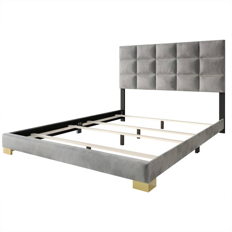 CraftPorch Modern Velvet Upholstered Bed