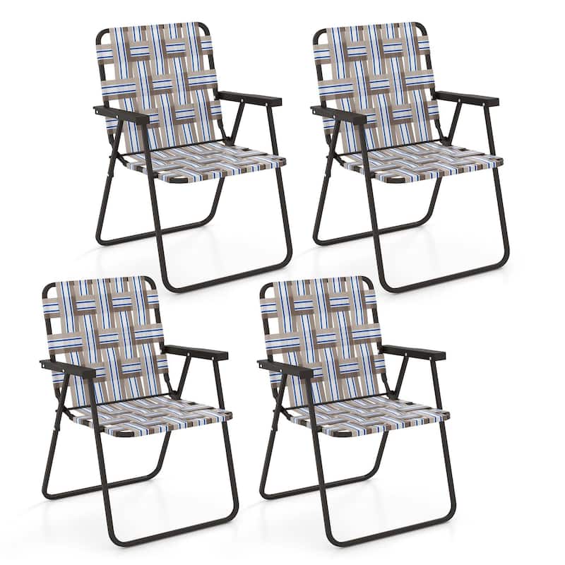2/4/6 PCS Patio Folding Chair Portable Lawn Chairs with Armrest - 4 pcs