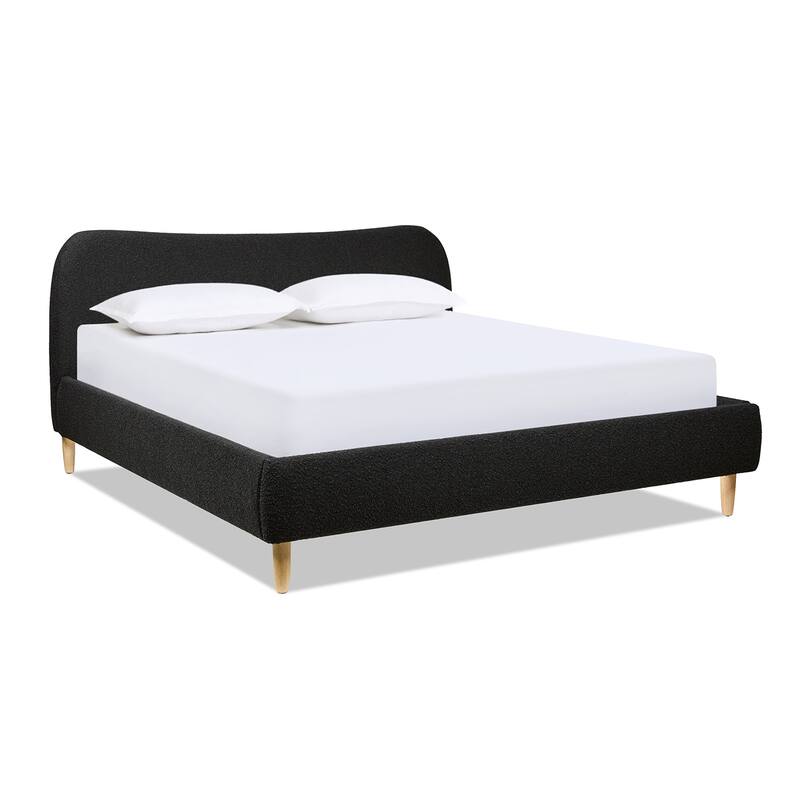 Roman Boucle Sherpa Curved Headboard Modern Platform Bed
