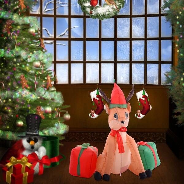 Shop Costway 4ft Airblown Inflatable Christmas Xmas Reindeer Gift