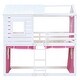 preview thumbnail 5 of 16, Twin Size Bunk Wood House Bed with Tent Pink