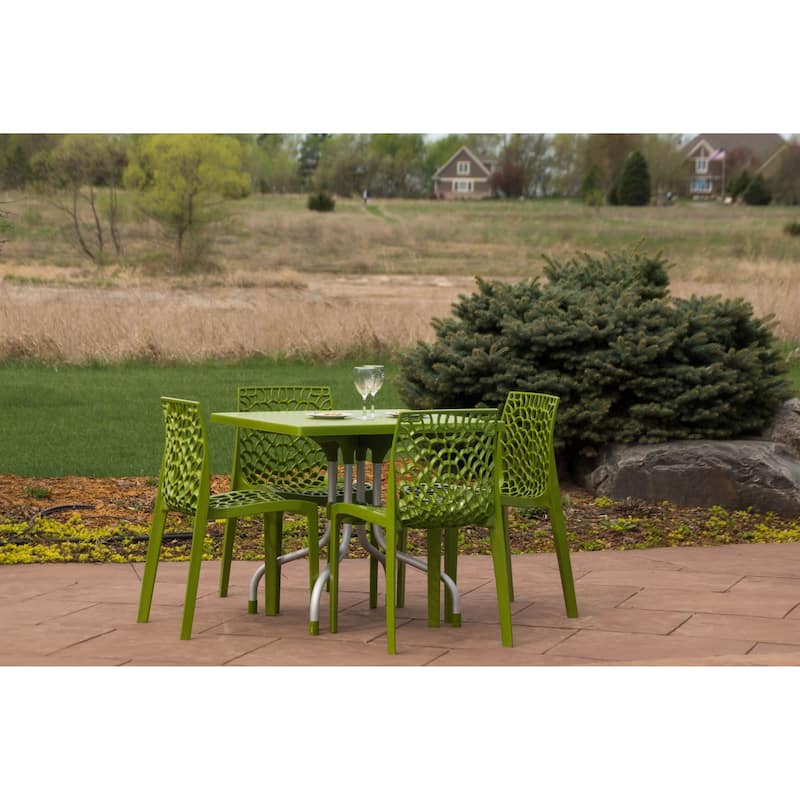 Lyra Square Table and Karissa Patio Chairs 5-Piece Outdoor Lounge Set
