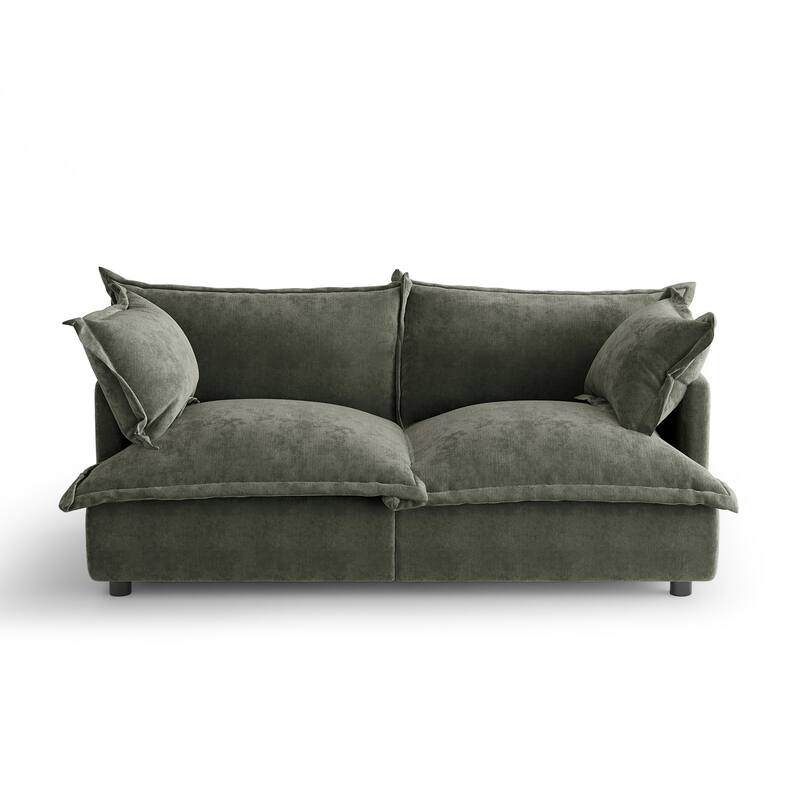 80"W Upholstered Chenille Comfy Cloud Couch Modular Sectional Sofa