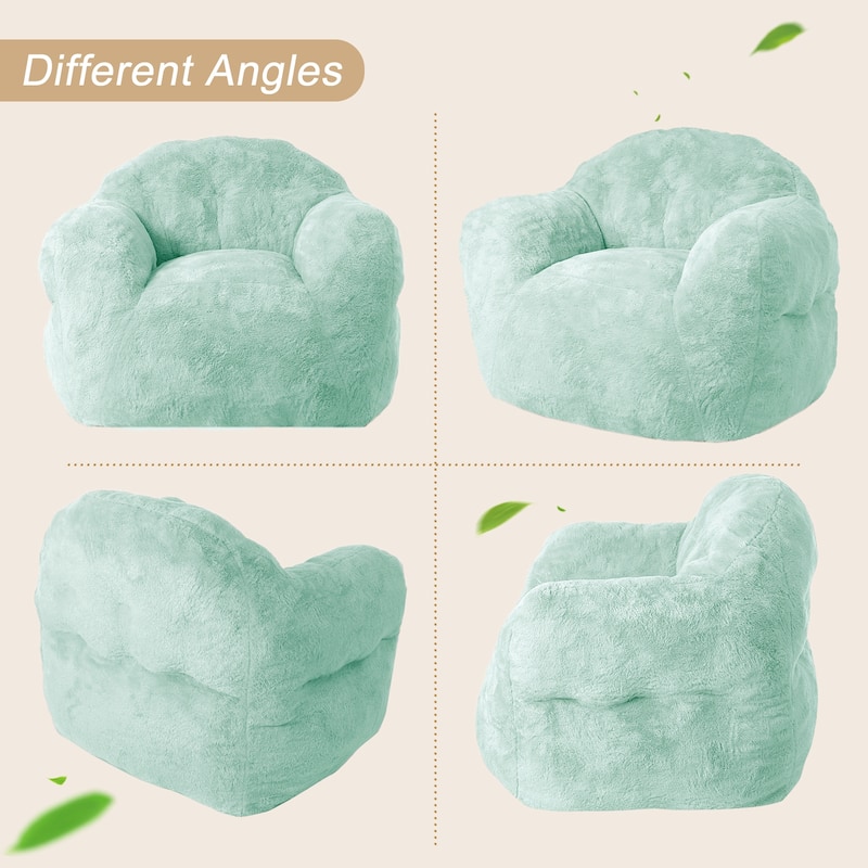 Giant Bean Bag Chair with Armrest Foam Filled Sofa Chair for Living Room Bedroom