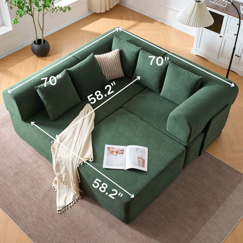 GDFStudio - 4-Seat Modular L-Shaped 106" Sectional Sofa with Movable Chaise & 5 Pillows