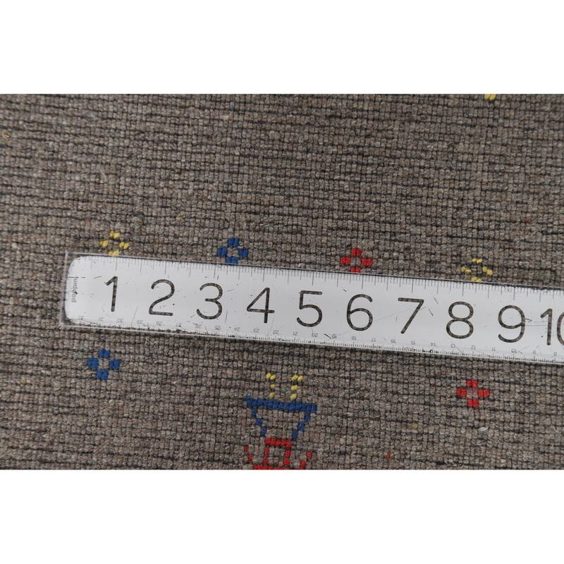 Tribal Gray Gabbeh Indian Area Rug Hand-Knotted Wool Carpet - 7'8" x 9'10"