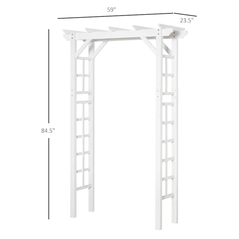 Outsunny 7' Wood Steel Outdoor Garden Arched Trellis Arbor with Natural Fir Wood & Side Panel for Climbing Vines