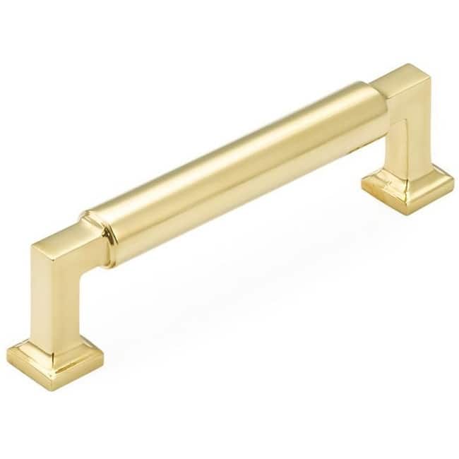 Schaub and Company Haniburton 4" Center to Center Urban Modern Handle - Unlacquered Brass