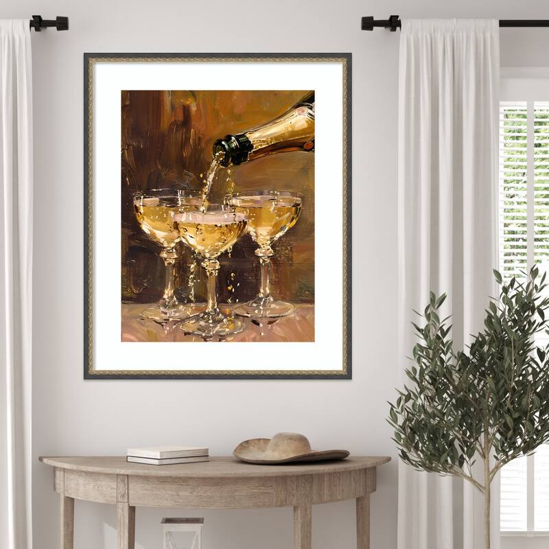 Vintage Champagne by Jolly and Dash Wood Framed Wall Art Print