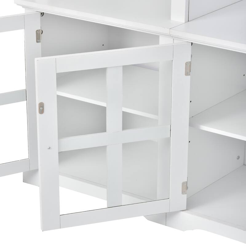 Large Entertainment Wall Unit Set with Open Storage, Wood TV Stand for TV Up to 70", Large Media Console with Cabinet