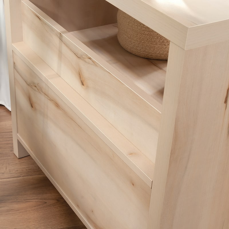 Wood Mid-Century Modern Nightstand with 1 Drawer and Open Shelf, Brown