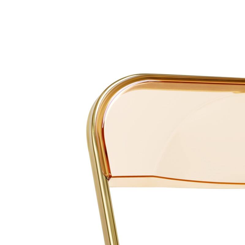 Lawrence Set of 4 Modern Foldable Transparent Acrylic Gold Chrome Folding Chair for Multipurpose Spaces - 30"