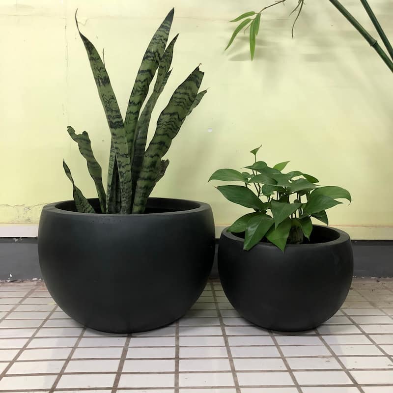 Durx-litecrete Lightweight Concrete Bowl Granite Planter-Set of 3 - 19.7'x19.7'x13'