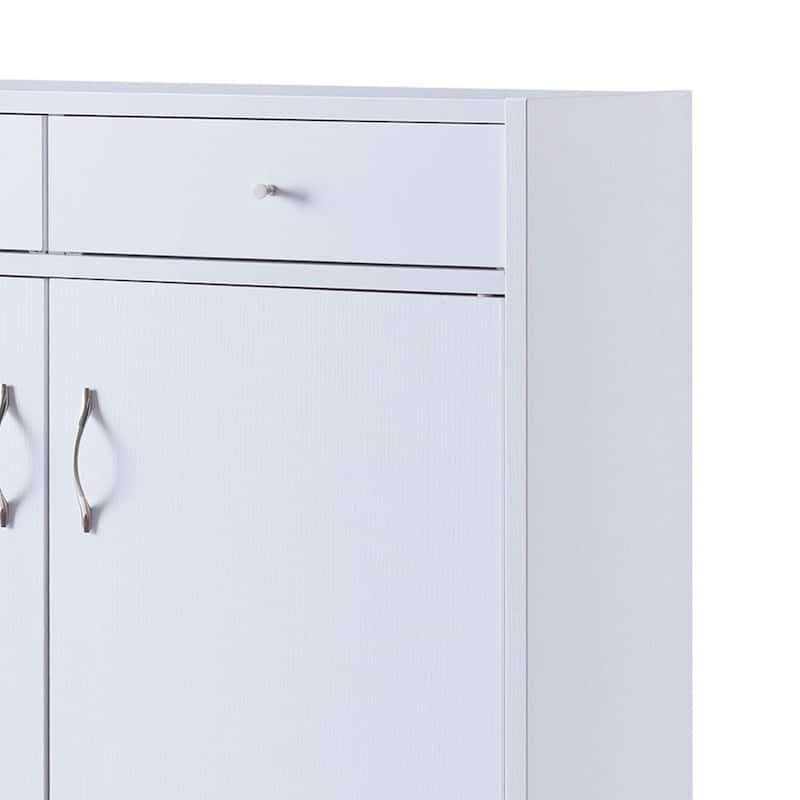 47 Inch 2 Door Wooden Shoe Cabinet, White