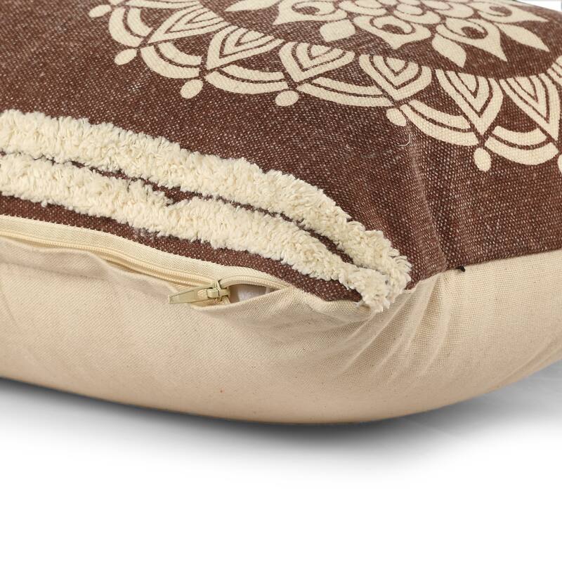 Sevita Floral Medallion Lumbar Throw Pillow with Stripe Border
