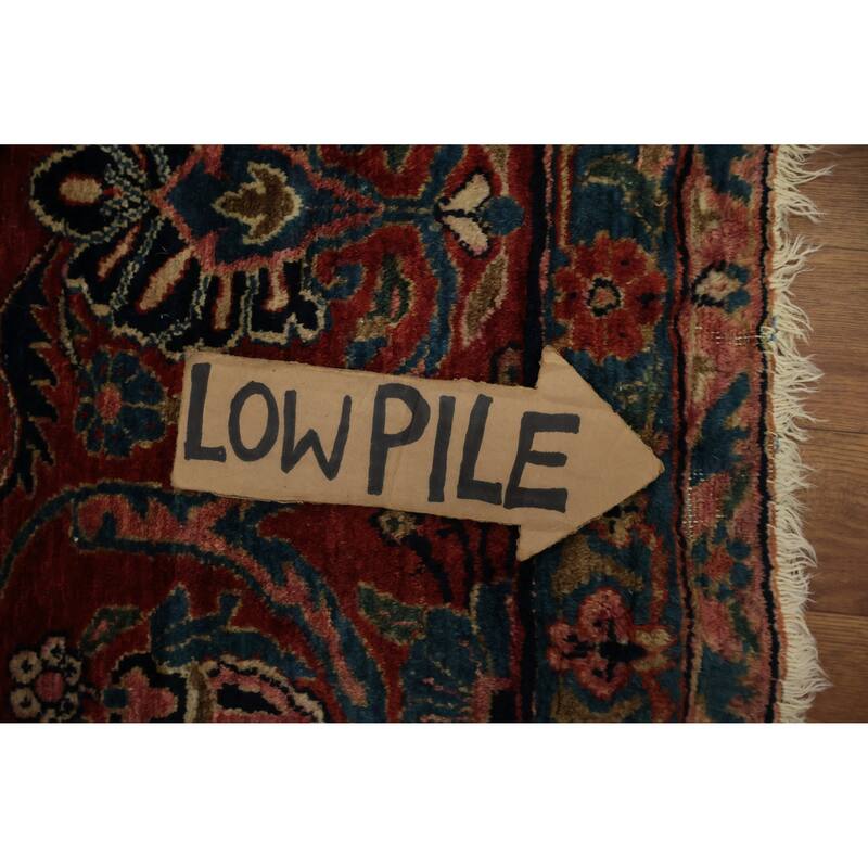 Hand Knotted Oriental 100% Wool Carpet Traditional Floral Navy Blue & Blues Sarouk Area Rug - 17' 3'' X 11' 4''