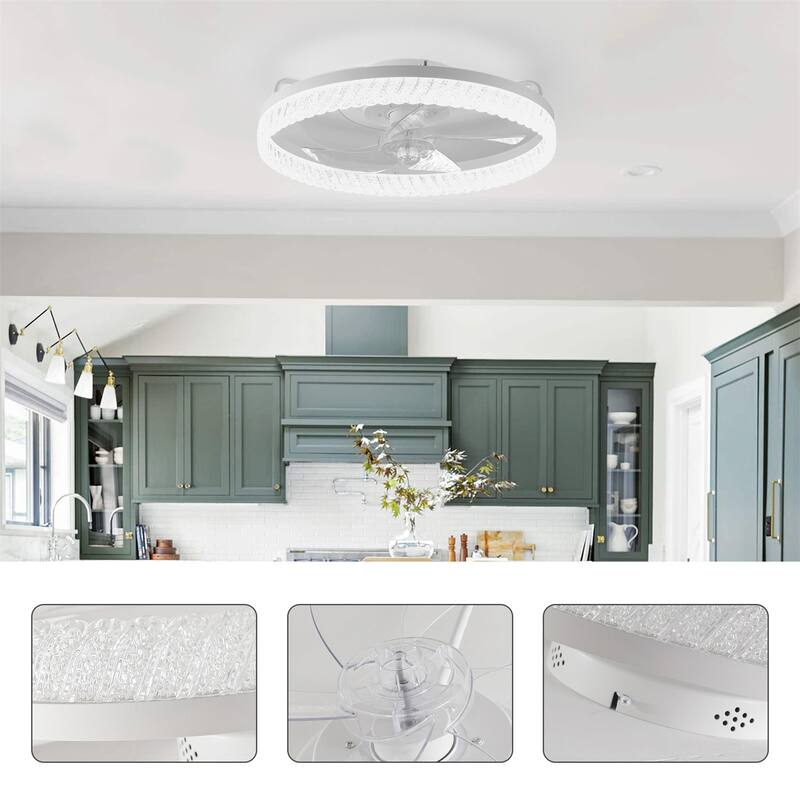19" Bedroom Fan Light with Remote Control and Reversible DC Motor w/ LED Light
