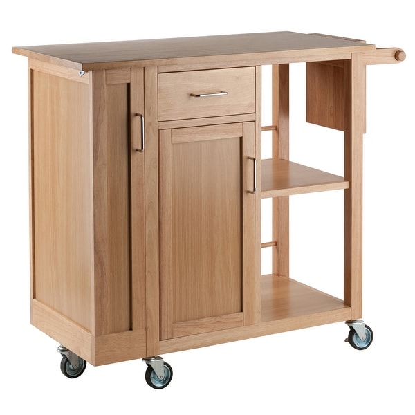 35.5” Natural Brown Rolling Douglas Kitchen Cart - N/A