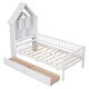 preview thumbnail 15 of 16, Pine Wood Twin Bed with House-Shaped Headboard, Fence Guardrails, and Drawers