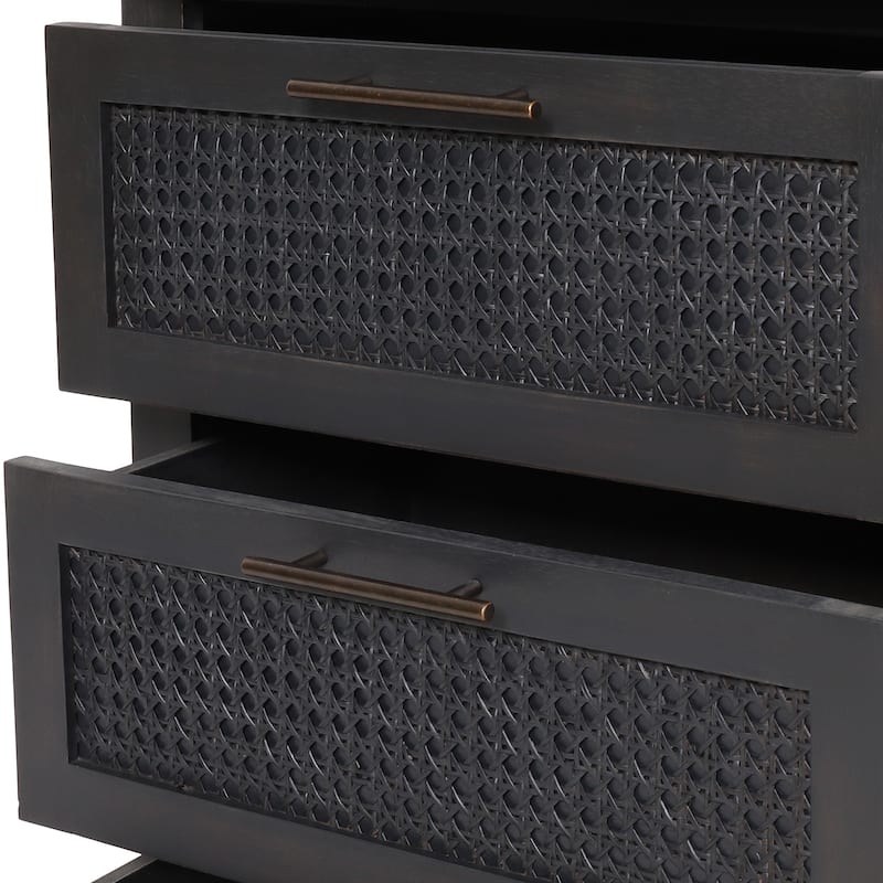 Newell Rustic Acacia Wood and Cane 3 Drawer Dresser by Christopher Knight Home