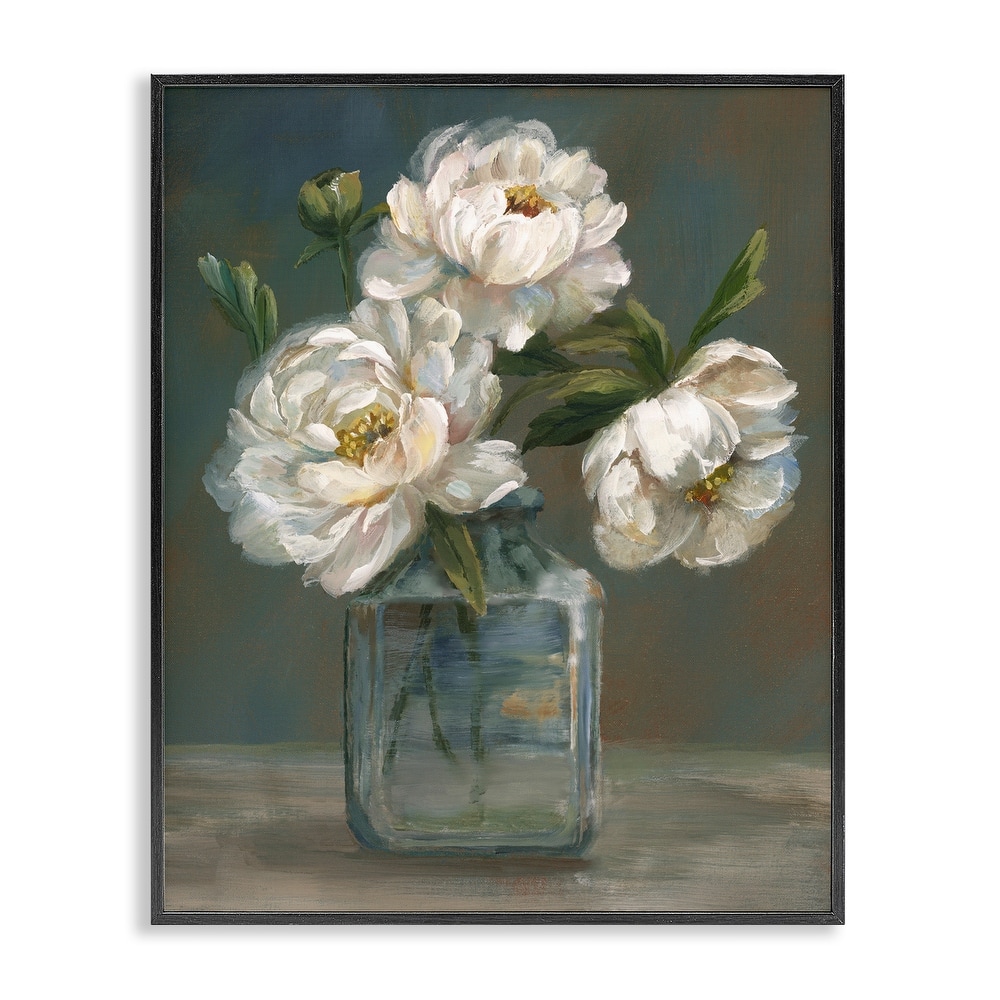 Stupell Traditional White Flower Trio Framed Giclee Art Design By Nan