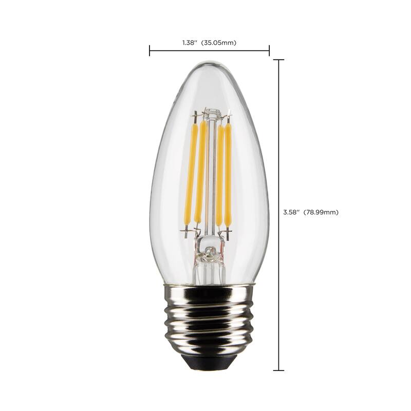 4 Watt B11 LED Clear Medium Base 5000K 120 Volt 2-Pack
