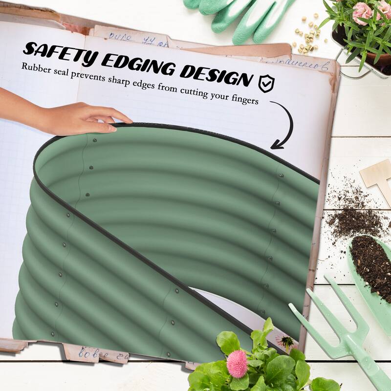 Outdoor Raised Planter Box, with Safety Edge for Vegetable Flower Herb