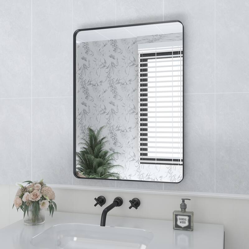 QuivaraView Rectangular Aluminum Framed Bathroom Vanity Mirror - 22" x 30" - Black