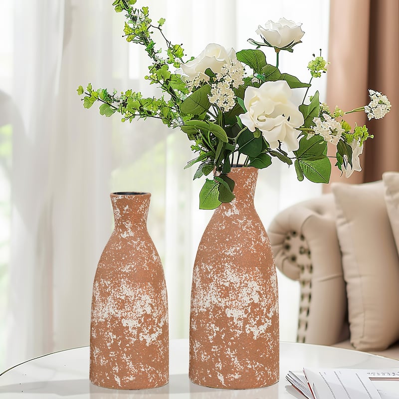 Rustic Brown Tall Round Stoneware Vase (Single)