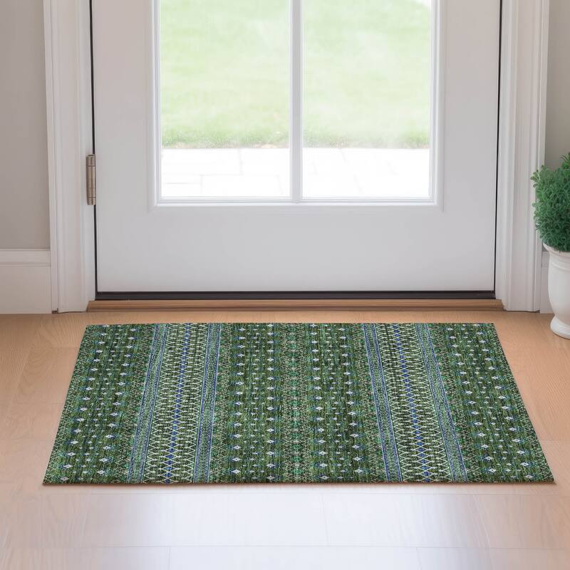 Premium Washable Super Soft Boho Moroccan Mayfield Rug - Olive - 1' 8" x 2' 6" - Rectangle