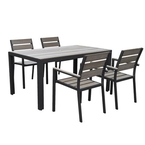 CorLiving 5pc Sun Bleached Black Outdoor Dining Set