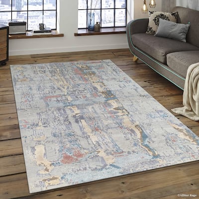 Hand-knotted Wool GREY MULTY Transitional Abstract Traditional