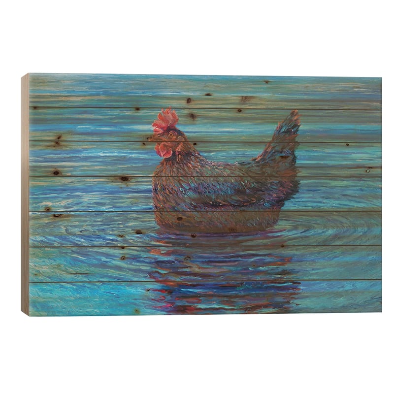Sea Hen Print On Wood by Iris Scott - Multi-Color - 18x26x1.5