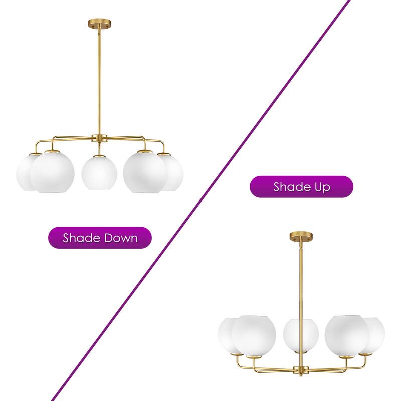 5-Light Modern Dimmable Sputnik Glass Globe Bubble Island Chandelier with Clear Glass Globe Shades