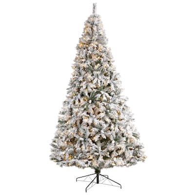 10' Flocked White River Mountain Pine Christmas Tree with Lights - 120