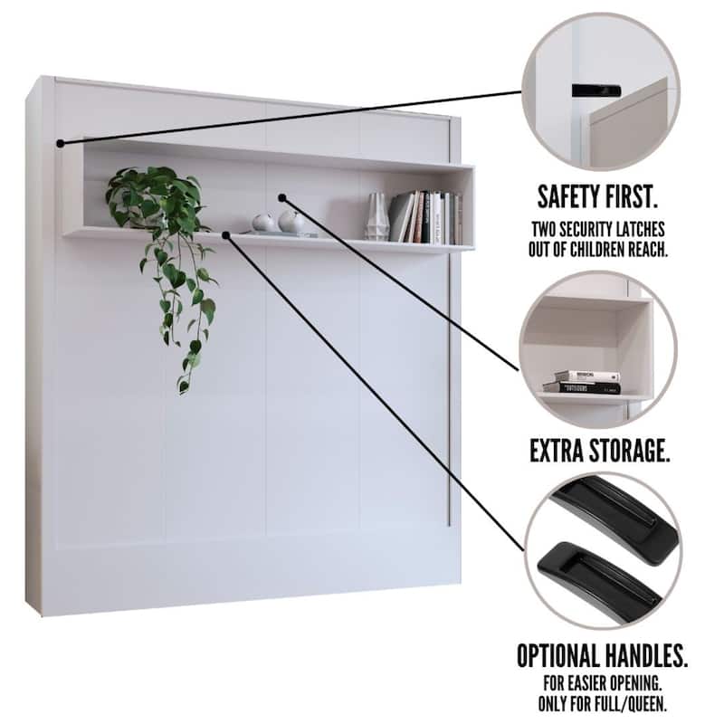 Easy-Lift King Murphy Wall Bed with Shelf