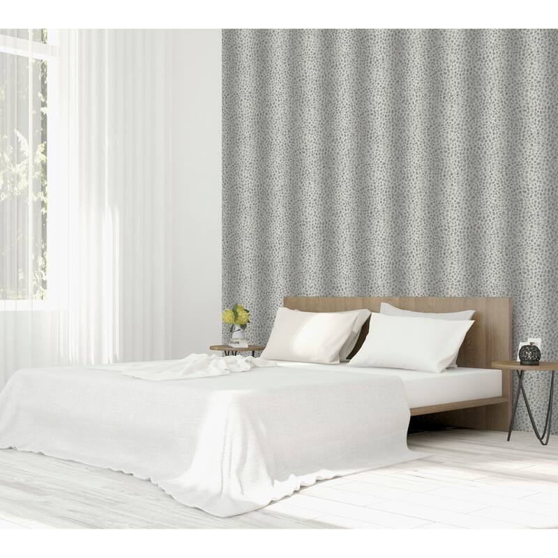 Leopard Skin Print Silver Vinyl Wallpaper - 20.8 in. W x 33ft L - Double Roll