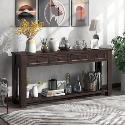 Console Table/Sofa Table with Storage Drawers and Bottom Shelf for Entryway Hallway